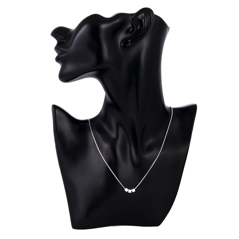 Collier en argent sterling prêt à l'emploi, chaîne de boîte, pendentif simple carré, cube, triangle, pour femmes, accessoires de mode, fête, mariage, bijoux_voghion.com