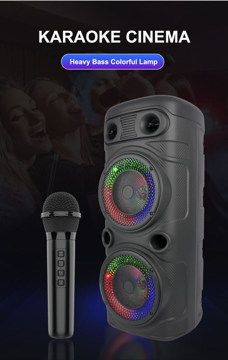 Sing-e ZQS8227S Çift 8 inç yüksek güçlü Bluetooth hoparlör RGB ışık açık kare dans KTV ses_voghion.com