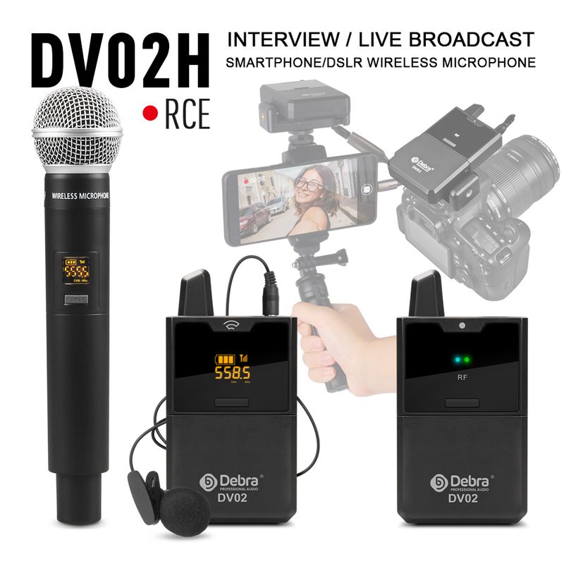 DV UHF Wireless Lavalier/Handheld Microphone, Multi-Band Selectable, for DSLR Camera Live Interview Record,_voghion.com
