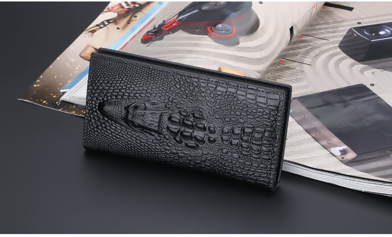 Baellerry Men's Long Crocodile Head Multi Card Zipper Handbag Business Thin Wallet_voghion.com