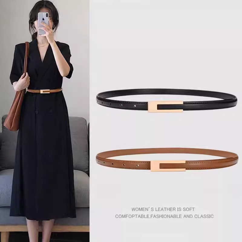 Abito decorato nero da donna, cappotto, gonna in vera pelle, moda, cintura versatile e semplice, pantaloni da abito_voghion.com