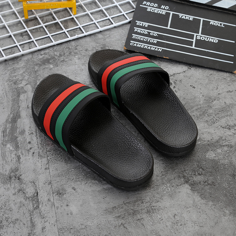 Summer Striped Home Non-slip Slippers Women's Indoor Flip Flops New Fashion three-bar sandals factory direct sales_voghion.com