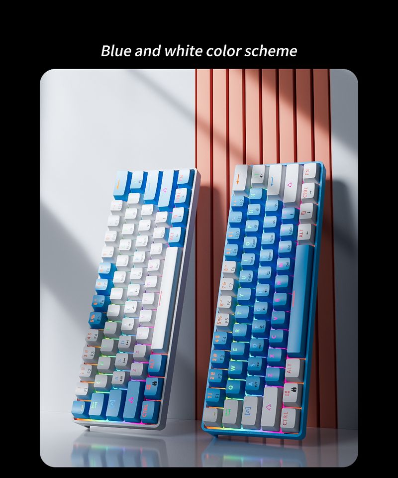 Teclado mecânico Mucai 61 teclas RGB Cool Lihtin Hot Plu Red Switch prático e portátil, adequado para escritório_voghion.com