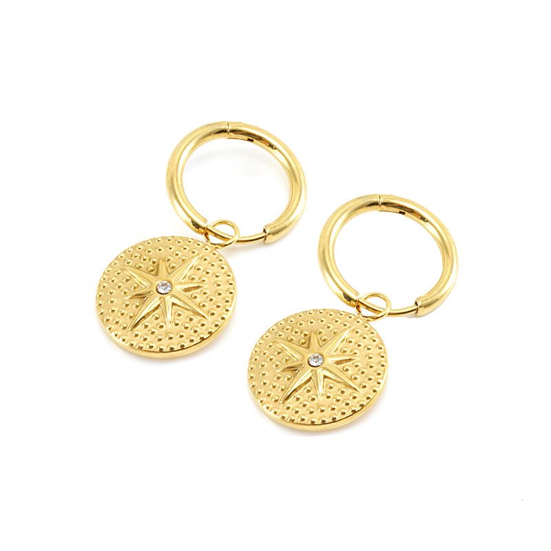 Orecchini a cerchio in acciaio inossidabile con diamanti intarsiati, alla moda, in oro, titanio, blu turchese, geometrici, per donna_voghion.com