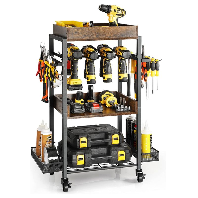 Floor tool cart electric drill rack electric tool rack charging drill storage rack garage tool storage rack_voghion.com