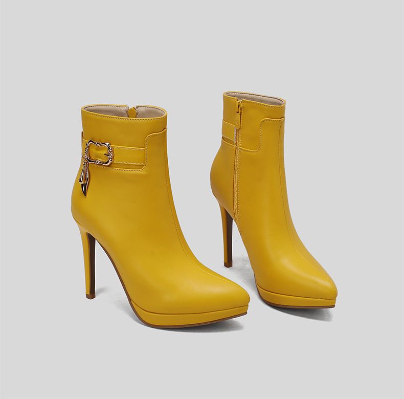 CMY Große Stiefel Spitz High Heel Stiefel Dünne Ferse Kurze Stiefel Herbst Und Winter Neue Damenstiefel_voghion.com