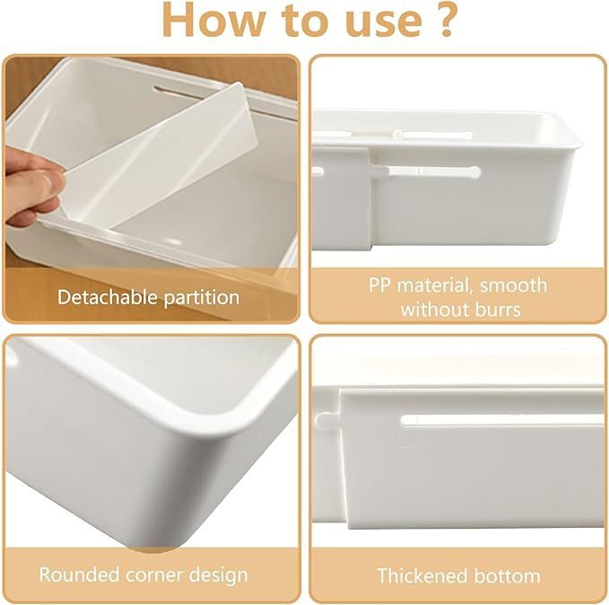 Expandable Storage Drawer Organizers, Multifunctional Drawer Fit Storage Bin Adjustable Kitchen Storage Organizer Storage Bin For Cosmetics Bathroom Wardrobe And Office Drawer_voghion.com