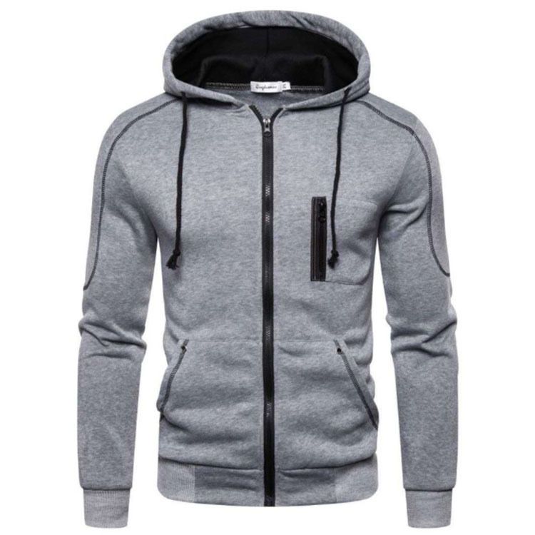 New Cardigan Zipper Hoodie Set Digital Casual Sports Solid Color Men's Sweatpants_voghion.com