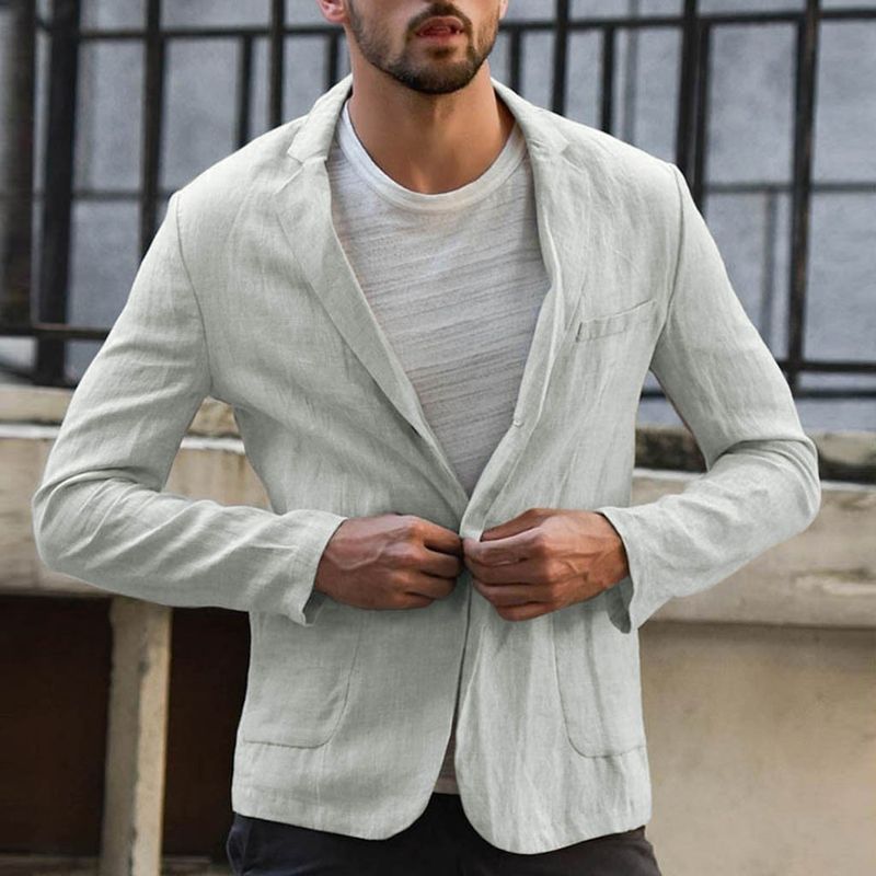 Leichter Herren-Freizeitblazer aus Leinenmischung – Atmungsaktive, unstrukturierte Einreiherjacke (minimalistisch, maschinenwaschbar)_voghion.com