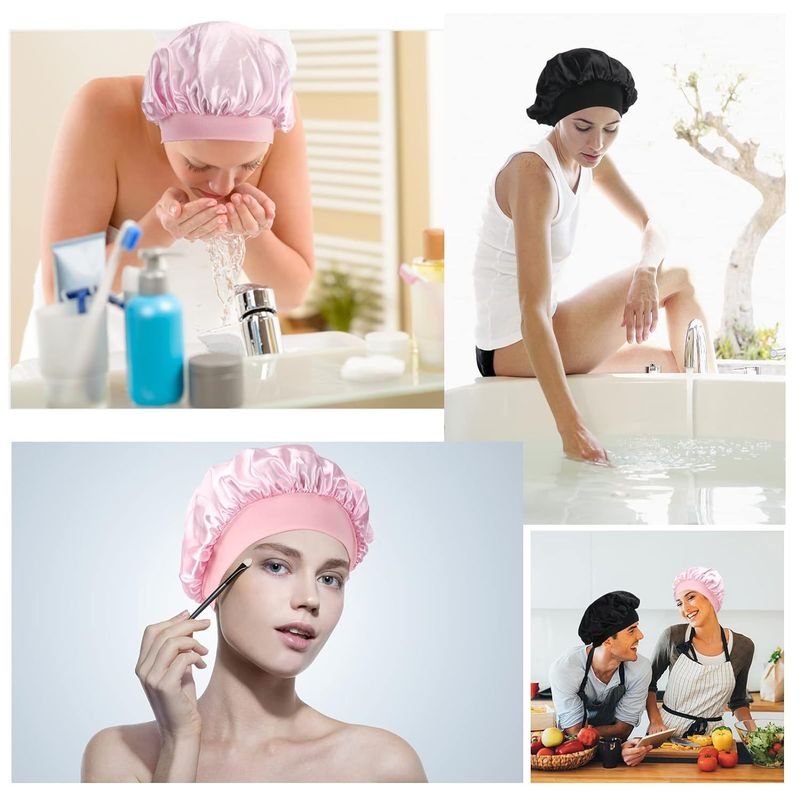 Wide brim high elastic beauty salon hair care hat female nursing satin sleeping cap chemotherapy cap shower cap_voghion.com