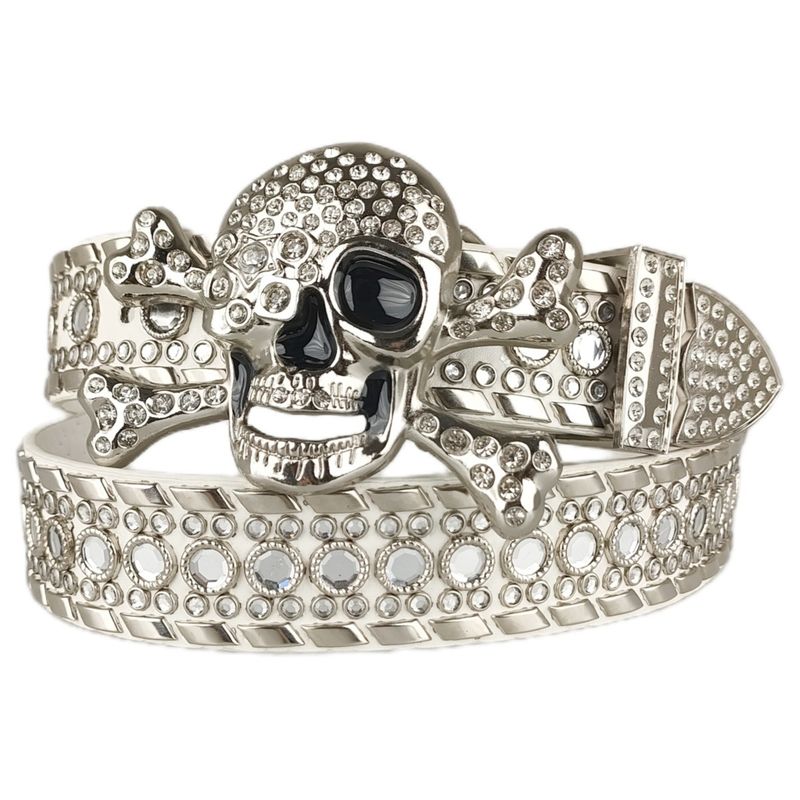 Schädel Strass Intarsien Großen Gürtel Y2k Nieten Zubehör Hip Hop Punk Strass Gürtel Herren_voghion.com