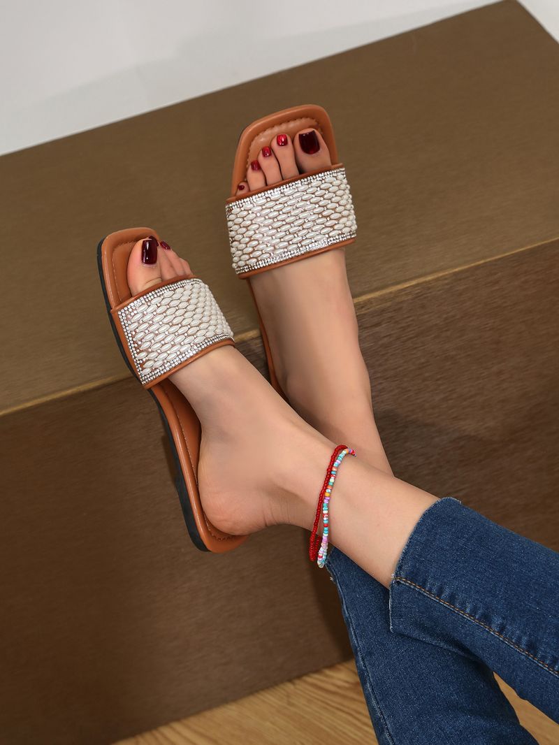 2024 Flat Bottom Water Diamond Women's Line Out Cool Open Toe Beach Slippers_voghion.com