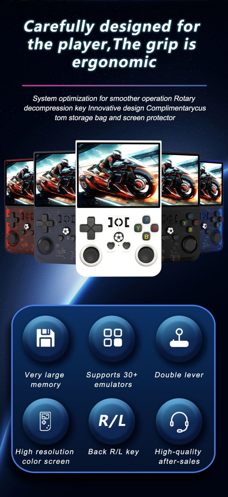 Open Source R36 MAX Retro-Handheld-Spielkonsole Linux-System 3,5-Zoll-IPS-Bildschirm Tragbarer Pocket-Videoplayer 128 GB_voghion.com