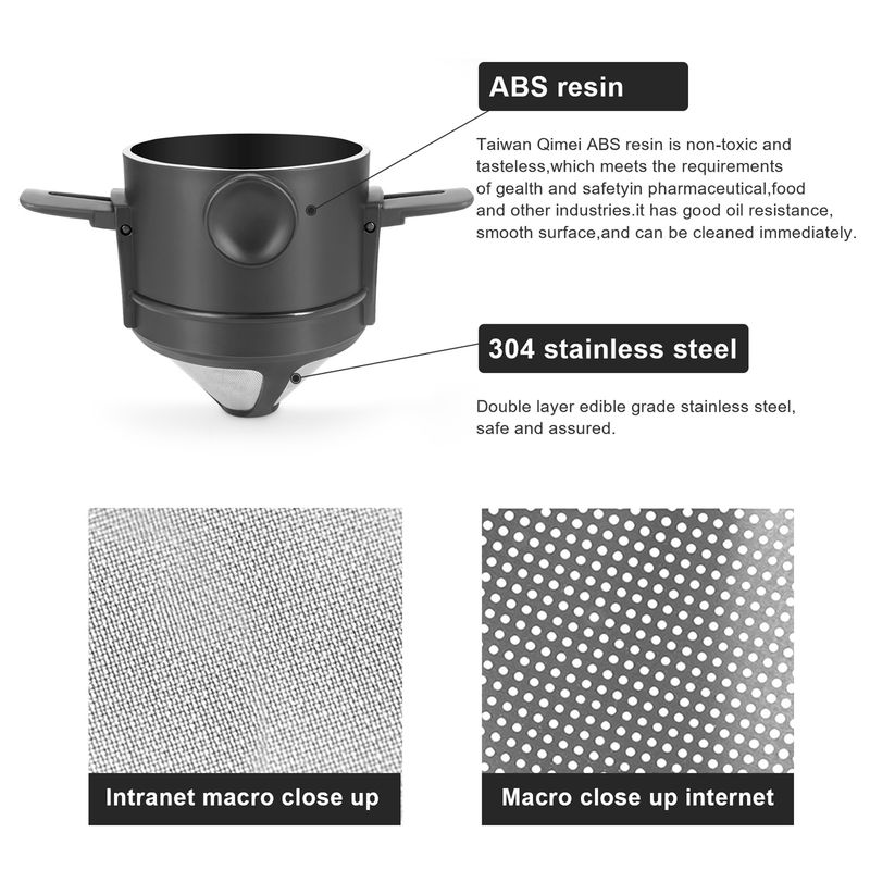 Cono gotero portátil plegable para café hecho a mano, para café y té de goteo, con soporte de acero inoxidable, sin papel de filtro, ultrafino._voghion.com