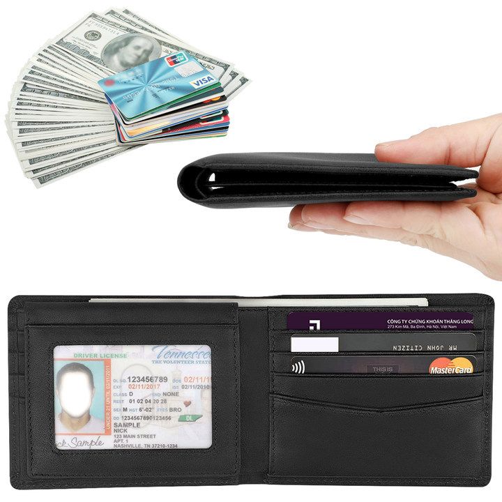 Kurzes Loseblatt-Portemonnaie mit mehreren Kartenfächern für Herren, ultramoderne Herren-Geldbörse aus echtem Leder mit RFID-Schutz und Diebstahlsicherung_voghion.com