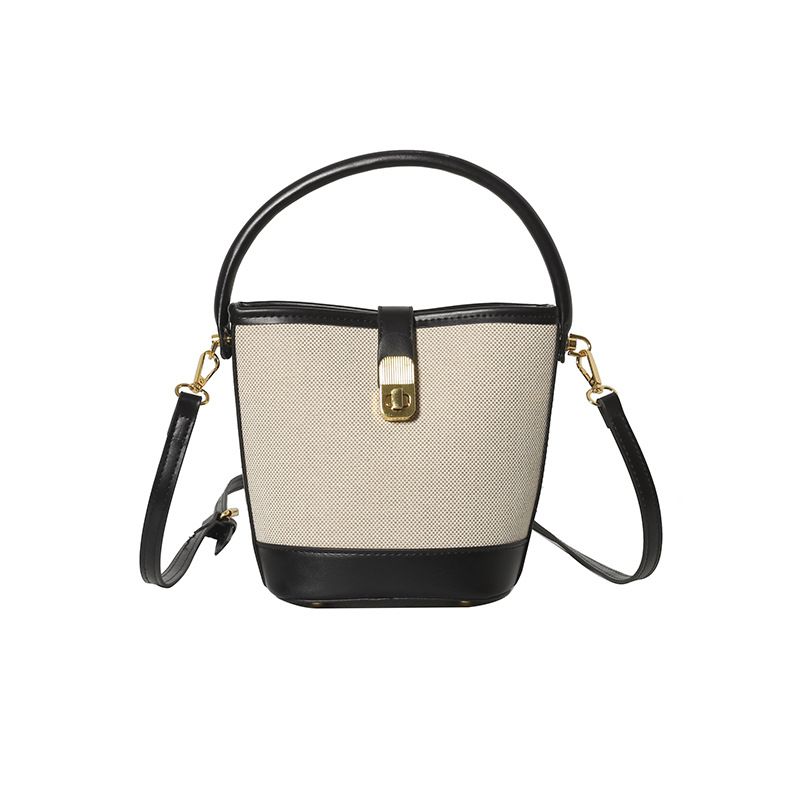 Damen Neue Mode Trendy Handtasche Eimer Nischendesign Farbblock Patchwork Schulter Umhängetasche_voghion.com