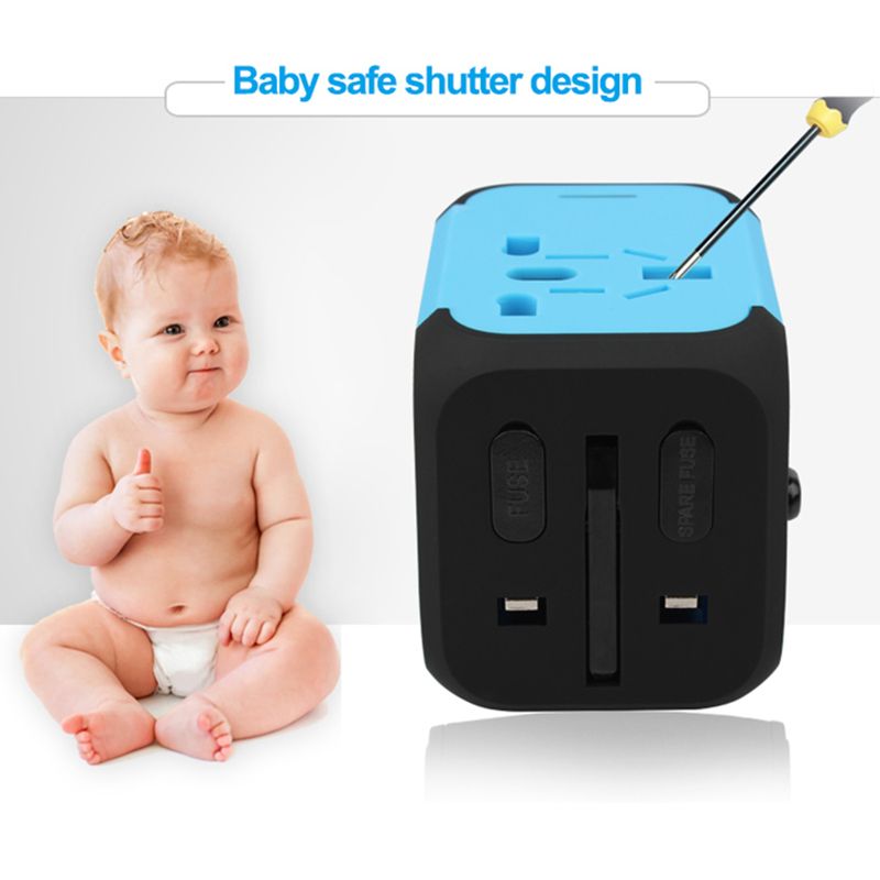 Elektrische stekker stopcontact adapter internationale reis universele oplader converter EU VK VS AU met 2 USB opladen 2.4A LED_voghion.com