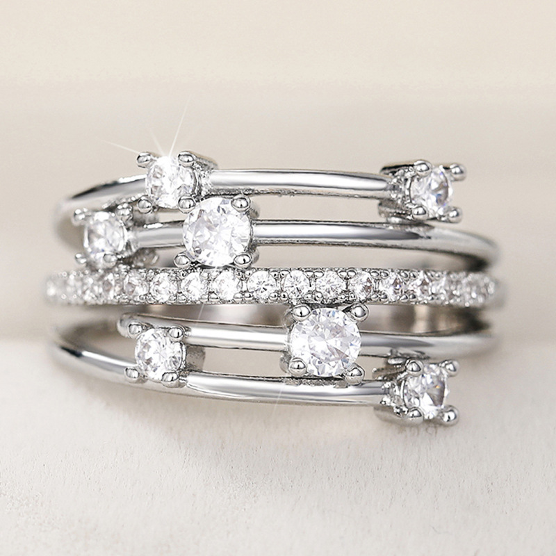 Cao Shis neuer funkelnder Diamant-Micro-Set-Zirkon-Ring, kreativer Linien-Kreuz-Damenring_voghion.com