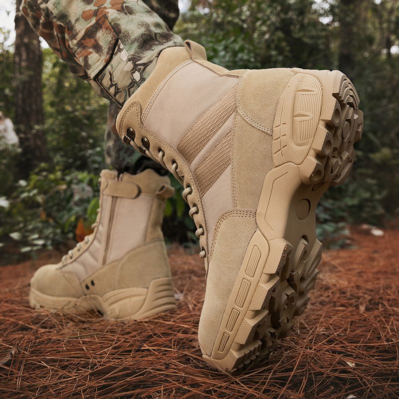 Bottes tactiques montantes pour hommes, bottes de combat militaires pour randonnée en plein air, camping, pêche, bottes du désert légères et durables avec support de cheville_voghion.com