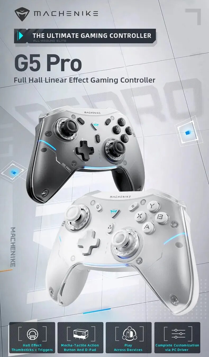 Gamepad bezvadu spēļu kontrolieris he G5 Pro Elite Hall Trigger kursorsvira mehāniskās taustes pogas slēdzim, datoram, Android, IOS_voghion.com