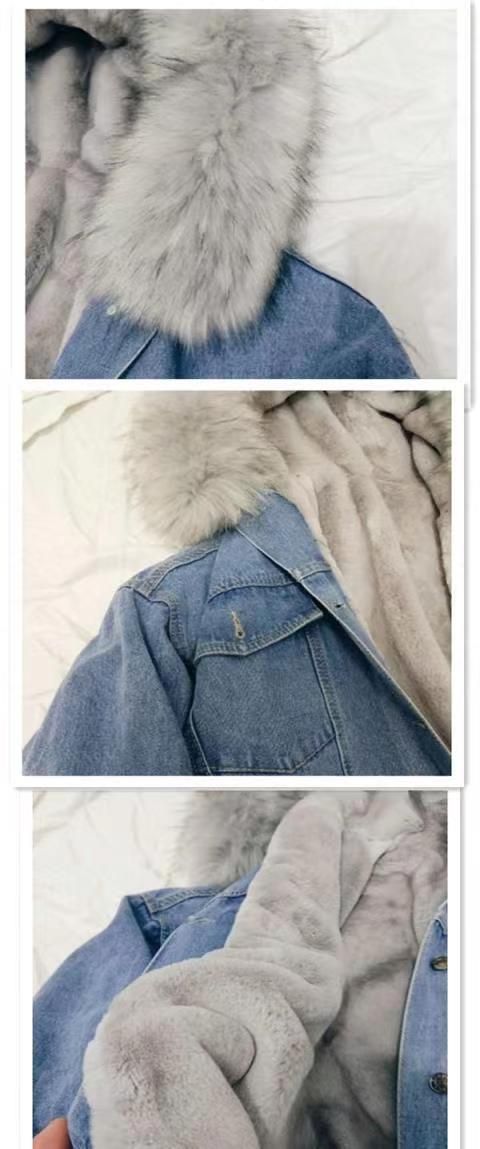 Abbigliamento da donna Giacca corta in cotone Inverno Nuovo stile Plus Giacca in velluto di cotone Giacca in denim larga Collo in pelliccia Giacca ispessita da donna_voghion.com