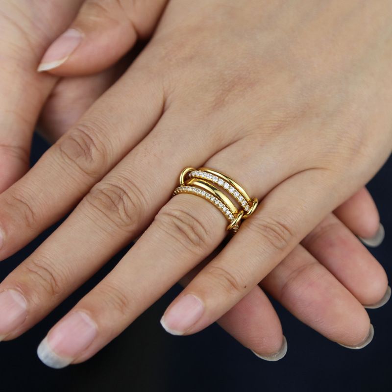 Ins Popular New Gold 4 Ring Zircon Ring Niche High End Ladies Ring_voghion.com