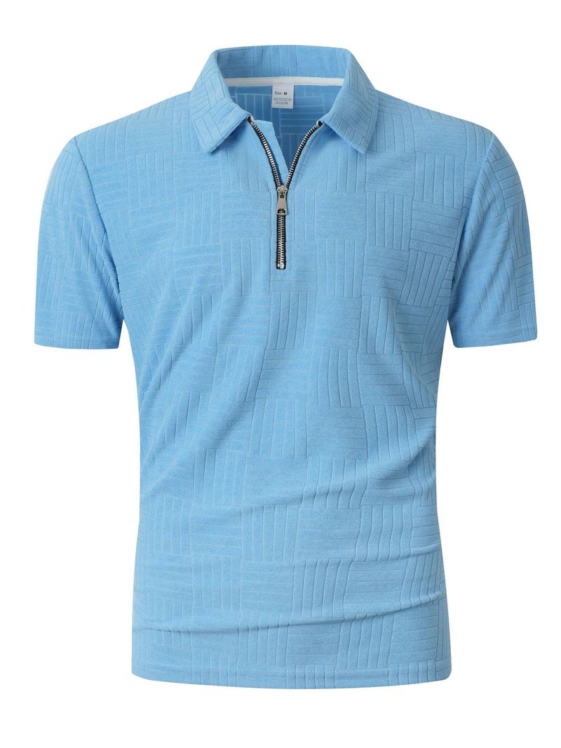 Summer New European And American Men's Polo Shirt Short Sleeve Button T-shirt Loose Jacquard Top Tees Shirt Men's Fashion_voghion.com