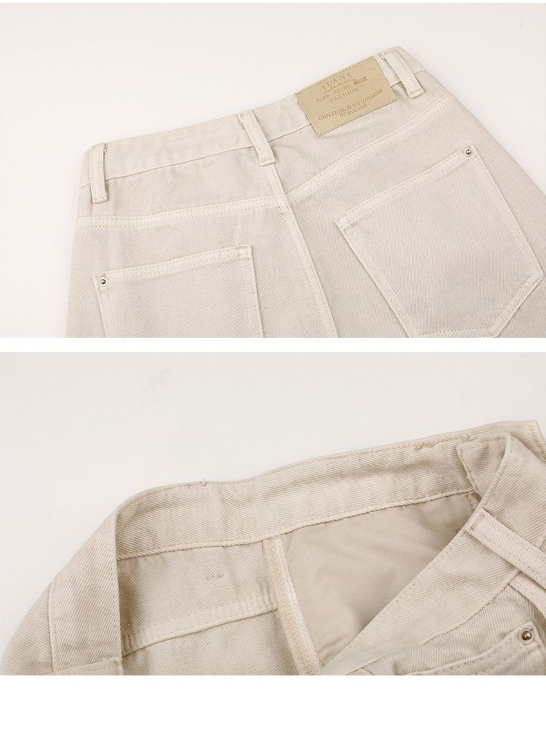 Dameklær Vasket bomull Retro allsidige jeans Dame Vår Nye høy midje smale rette bukser 24258_voghion.com