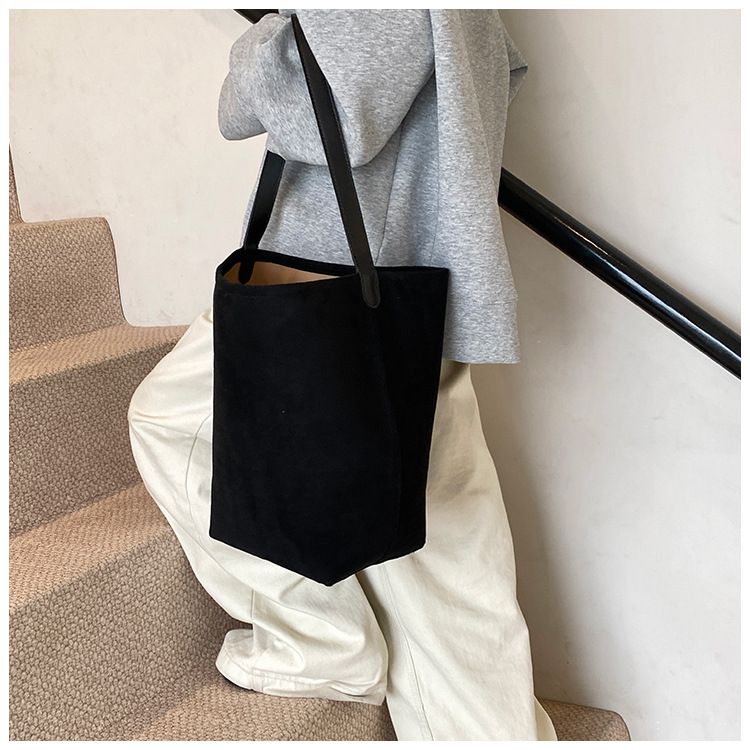 Semplice secchiello autunno inverno pelle scamosciata grande capacità ins madre e bambino alla moda monospalla ascellare_voghion.com