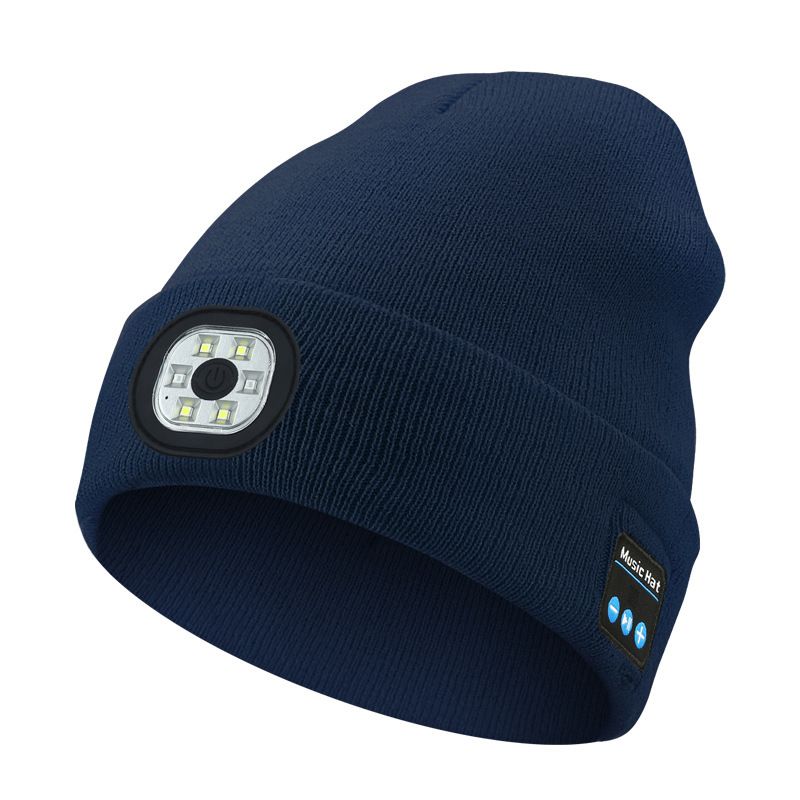 removable and rechargeable LED luminous lighting hat Bluetooth music knitted hat_voghion.com