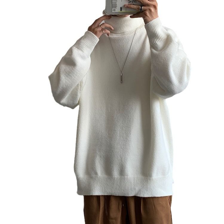 Britische minimalistische Trendmarke Herbst Einfarbiger Rollkragenpullover für Herren Paarstil Ins Unisex Vielseitiges Oberteil 1_voghion.com