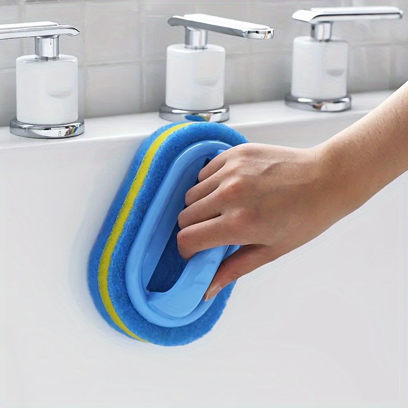 Spazzola per piastrelle da bagno resistente con manico, spugna decontaminante per la pulizia della cucina, per lavare i piatti e per pulire le pentole._voghion.com
