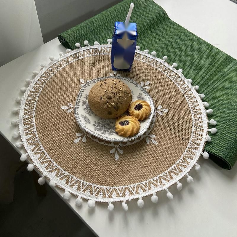 Ins Style Simple Tableware Home Round Woven Restaurant Jute Decorative Mat Photography Prop Coaster_voghion.com