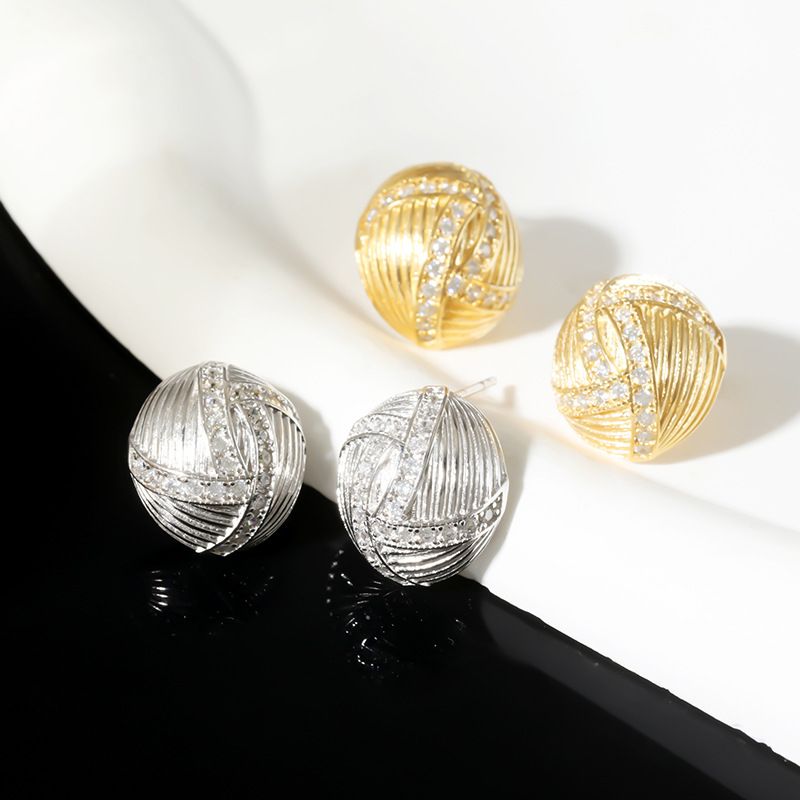 Orecchini a bottone in argento sterling con zirconi intarsiati, orecchini di nicchia minimalisti, jolly retrò, eleganti, stile coreano, da donna, di alta qualità_voghion.com