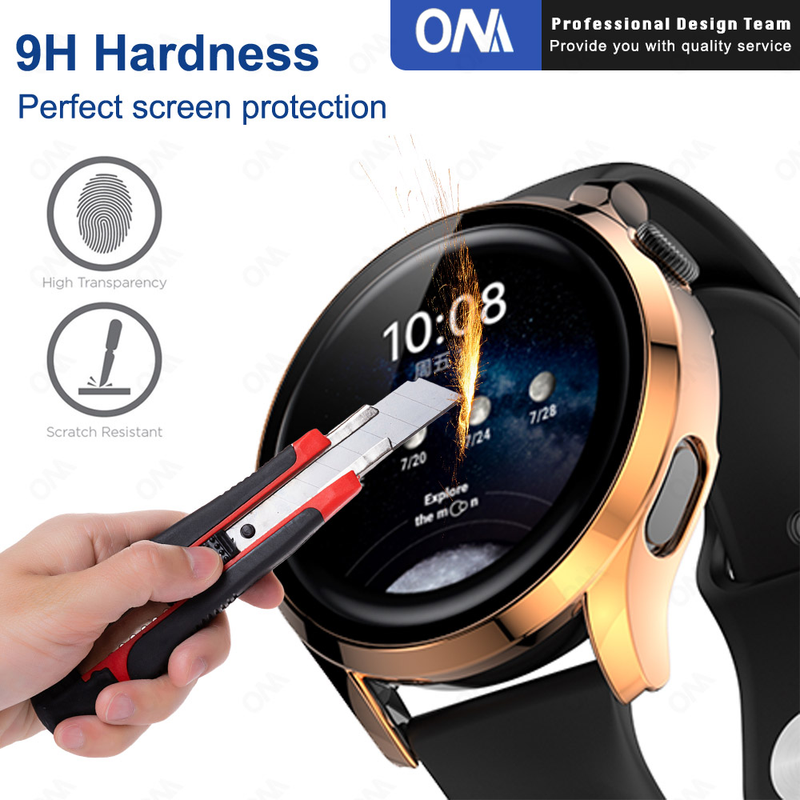 Beskyttelsesetui til Huawei Watch 3/3 Pro Hard PC-etui med skærmbeskytter Hærdet glas, tilbehør til Huawei Watch3 Pro_voghion.com