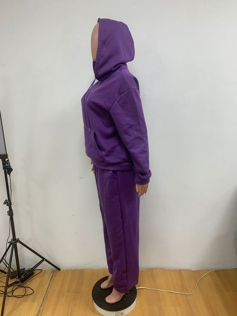 Women's Casual Streetwear Hoodie And Jogger Set - Soft Polyester Blend, Long Sleeve, Plus Size Options (S-Xxxl), Trendy Letter Print, Multiple Colors_voghion.com