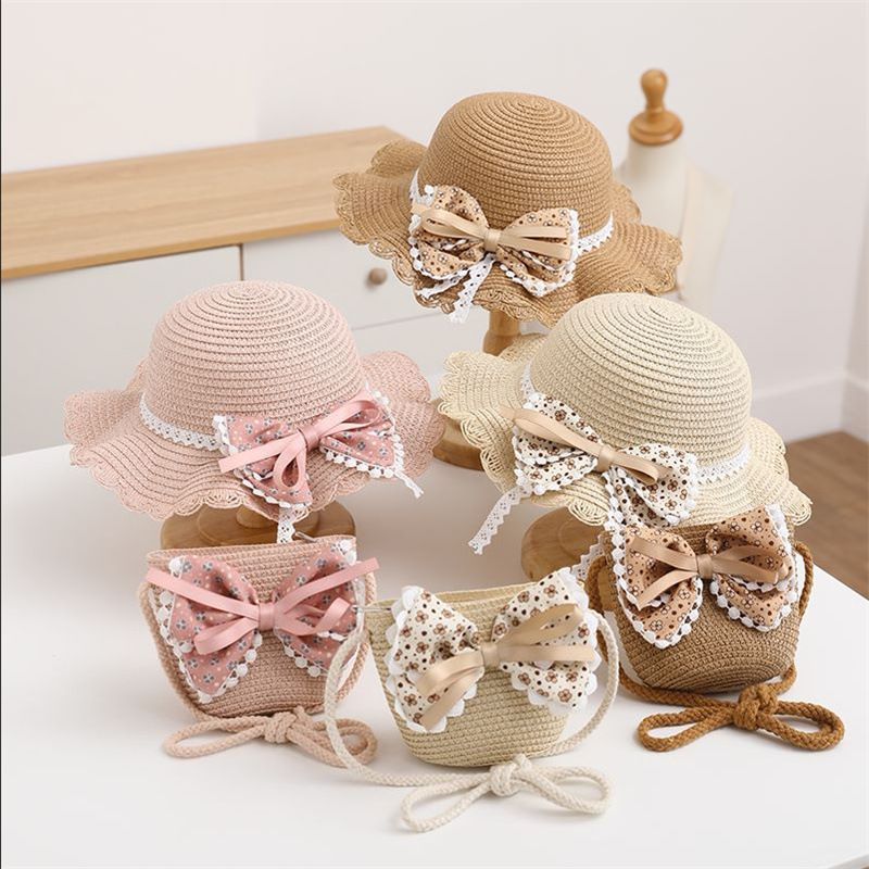 Borse in paglia per bambini, neonati estivi, ragazze all'aperto, cappelli, cappelli da sole da principessa_voghion.com