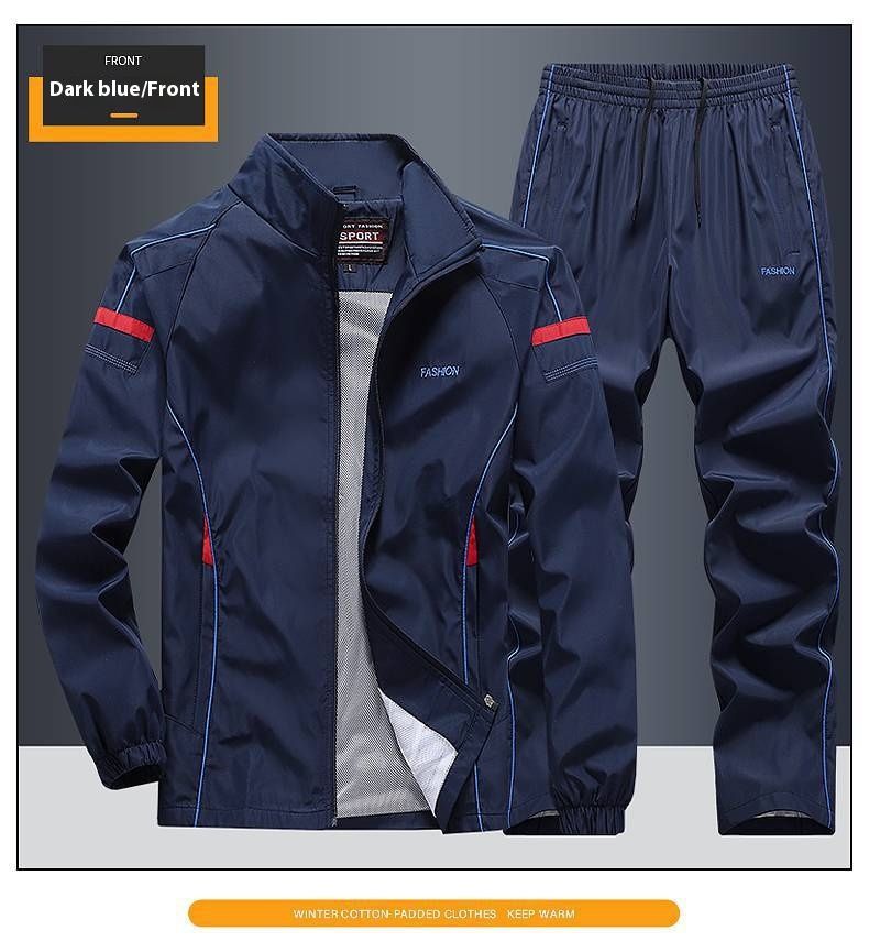 Trendy casual sport jacke set für männer frühling und herbst neue outdoor langarm stehkragen strickjacke lauf_voghion.com