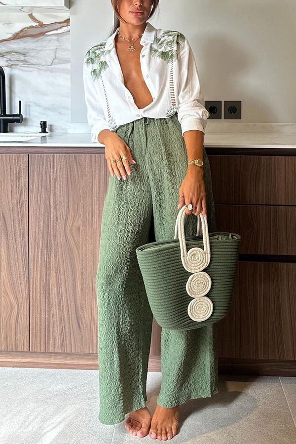 Pantaloni monopetto a maniche lunghe stampati, nuovi, primavera e autunno 2025, INS, casual, larghi, due pezzi._voghion.com