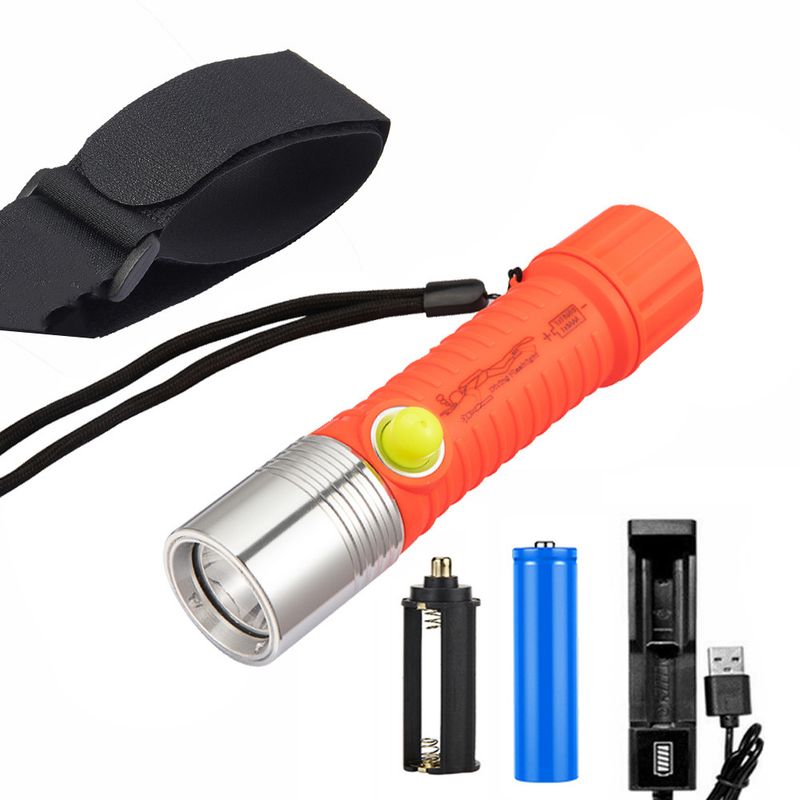 Torcia subacquea impermeabile - LED T6 a fascio potente con interruttore a pulsante, compatibile con batterie 18650/AAA, per immersioni notturne e illuminazione a lunga distanza._voghion.com