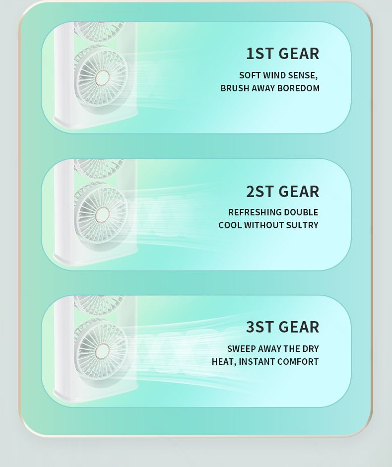 Neuer Dreiloch-Doppelkopf-Ventilator, Sprühbefeuchtung, Windkühlung, stiller Camping-Ventilator für das Homeoffice_voghion.com