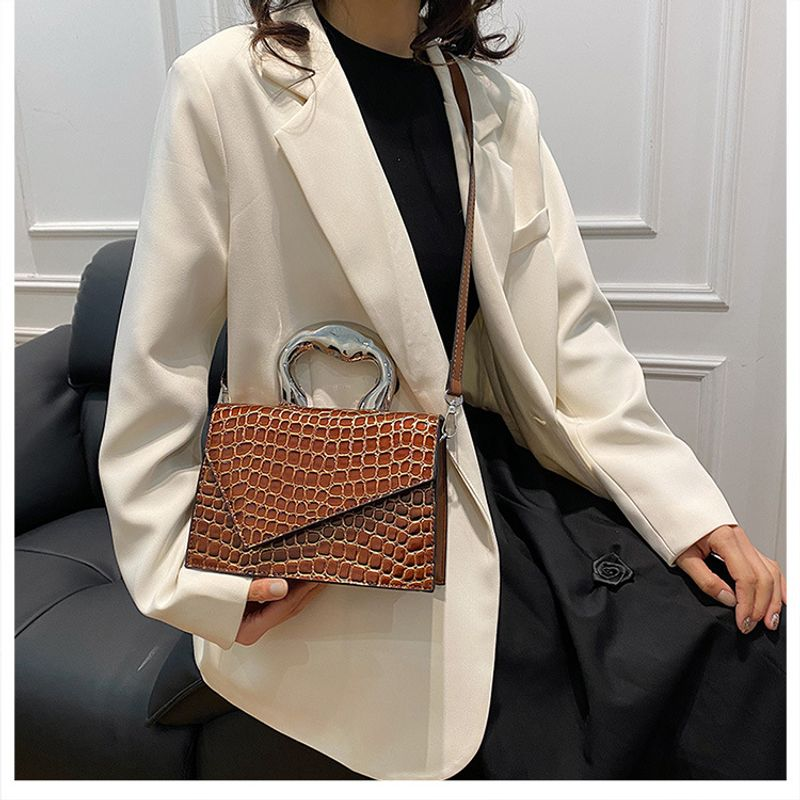 New Love Handheld-Tasche für Damen, Retro-Steinmuster, kleine quadratische Tasche, trendige und vielseitige Textur,_voghion.com