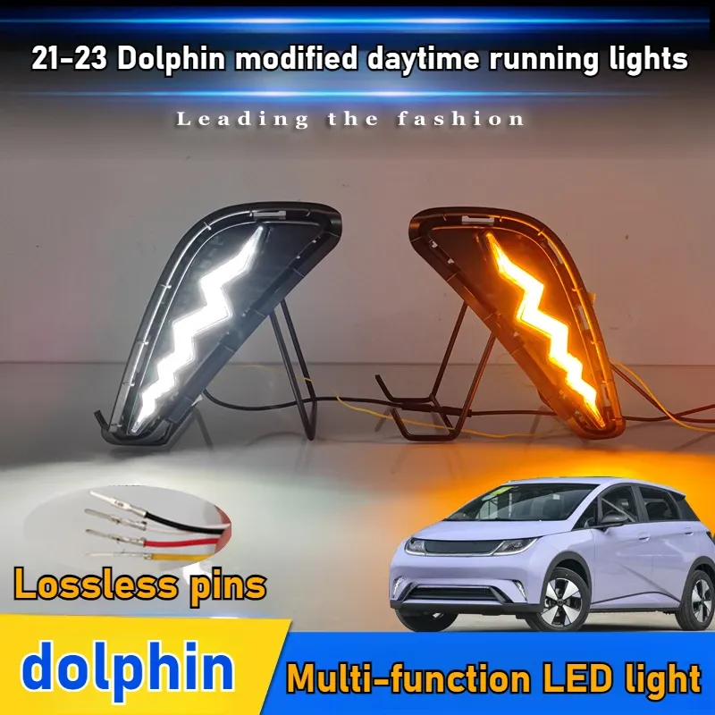 For BYD Dolphin 2021 2022 2023 Led Daytime Running Lights Front Bumper Fog Lamp DRL With Dynamic Turn Signal 12V Daylights_voghion.com