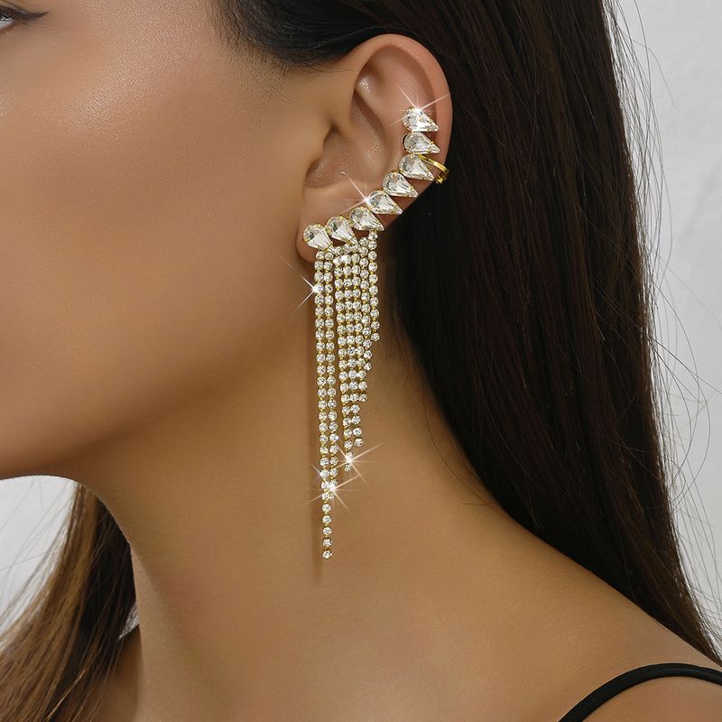 Unisex Earrings Personalized Tassel Earrings Fashionable Temperament Super Flash Diamond Claw Chain Earrings_voghion.com