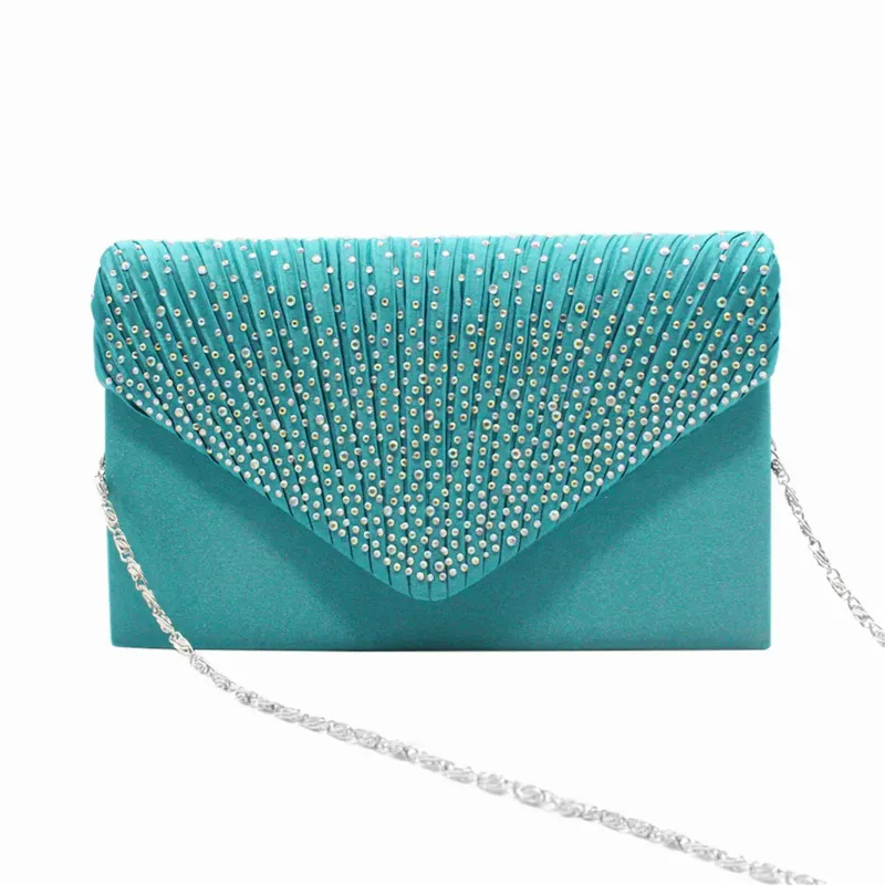 Pochette eleganti da donna alla moda, borsa a tracolla in raso con catena sottile, borse da sera abbinate per feste e banchetti_voghion.com