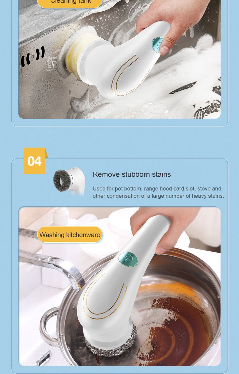 5-in-1 Electric Scrubber - Bathroom/Kitchen Cleaner, Multifunction Dryer, EU Home Deep Cleaning_voghion.com