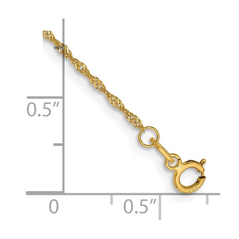 14K 9 Inch 1.10mm Singapore With Spring Ring Clasp Anklet_voghion.com