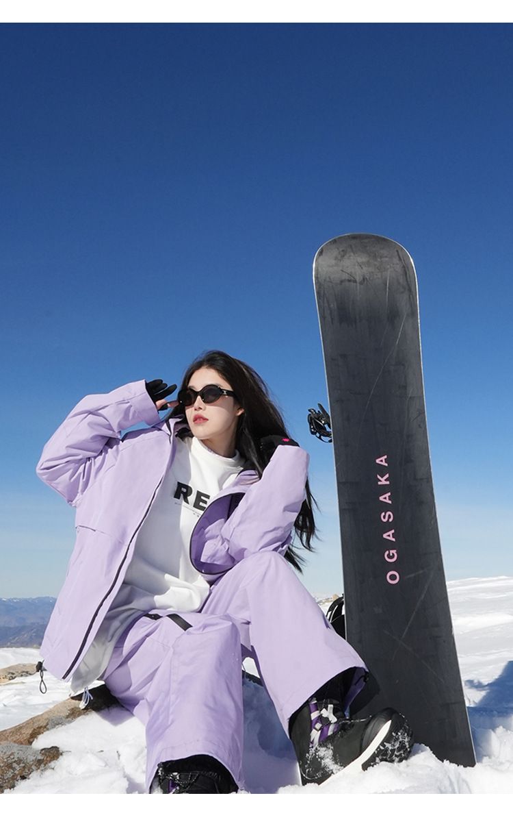 Neues lila Skianzug-Set, leuchtende Farbe, dick warm, geeignet für Männer und Frauen, lässiges Bergsteigen im Freien_voghion.com