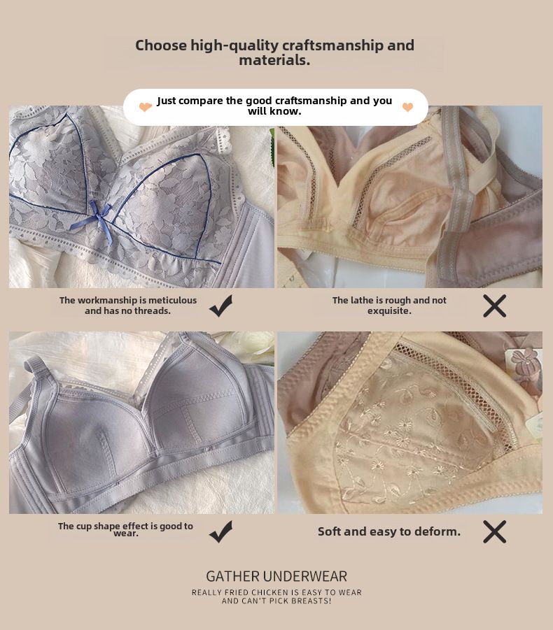 Women's Large Chest Shiny Underwear Ultra-thin No Negative Circle Large Size Breast Reduction Accessory Breast Anti-sagging Adjustable Push-up Bra_voghion.com