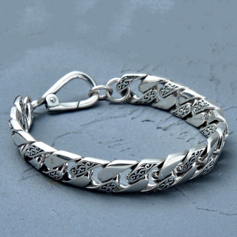 2024 New Rattan Grass Pattern Personality Simple Men's Cuban Bracelet Vintage Hip-Hop Style Jewelry_voghion.com